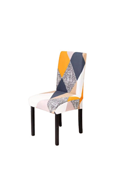 OEM Set de 6 huse de scaun, poliester cu elastan, imprimeu geometric, multicolor