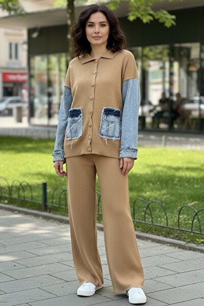 BLUE FASHION Women's Double Hijab Set Winter Denim Detail