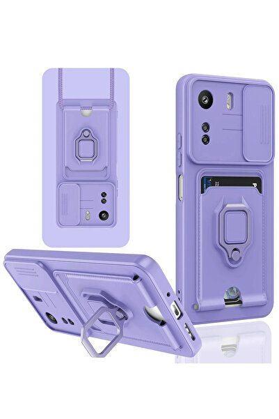 BSN STİL حافظة BSNSHOP لهاتف Xiaomi Redmi 13C من السيليكون مع حامل لبطاقة الز...