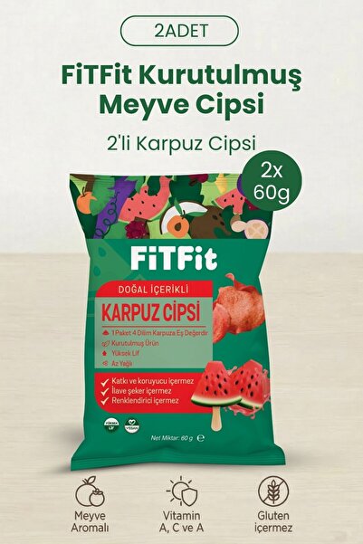 Kurutulmuş Karpuz Cipsi | %100 Karpuz, Doğal ve Şekersiz Atıştırmalık, 60 gr x 2 Adet