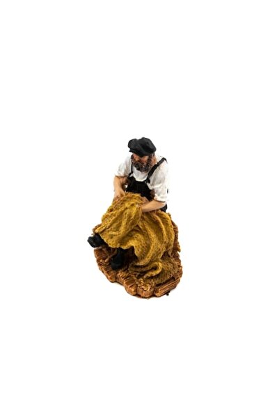 OEM Figurină Marinar din rășină cu plasă maro, 10x8 cm, multicoloră