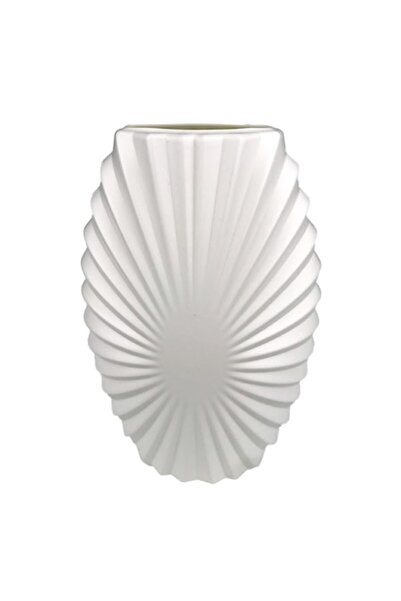 OEM White Oval Plastic Vase with Stripes, 16X28 cm