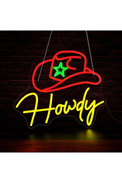 Slasa Cowboy Howdy LED Neon Light Sign 33x37 cm Teen Room Decor
