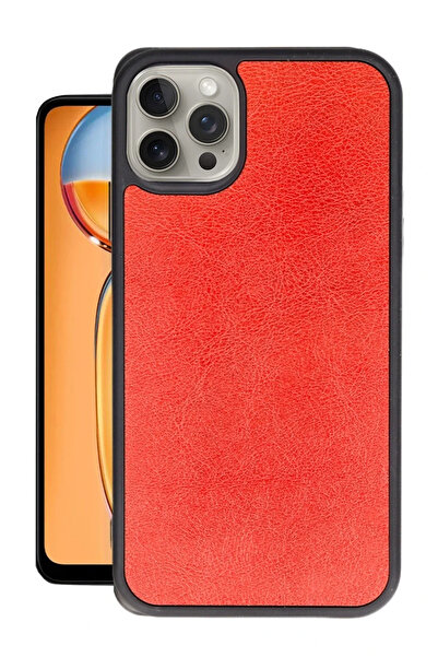 BSN STİL Bsnshop 15 Pro Max Case Aras Leather Cover - Red 1058986