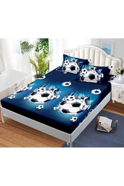 OEM Elastic Bed Cover with 2 Pillowcases, 3 Pieces, Satin Cotton, 180x200cm, ...