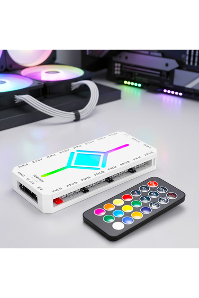 choice2 WH TEUCER 5V 3pin Fan Hub ARGB PWM 4pin 1 To 9 Ports Splitter SATA Po...