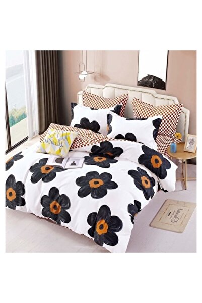 JOJO HOME Bed Linen, Black Flower Print, 6 Pieces, 2 Persons, 245x250cm, Supe...
