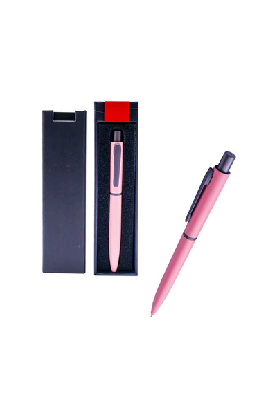 Offishop Pink Metal Ballpoint Pen, In Gift Box, With Mechanism, Blue Ink -