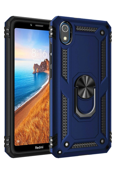 Hulyomer Hub غطاء سيليكون لهاتف هوليومر شاومي ريدمي 7A مع حلقة سيفيا - أزرق د...