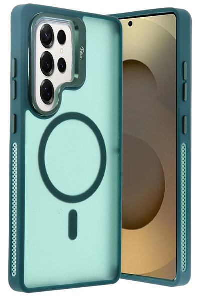 BSN STİL غطاء BSNSHOP لهاتف سامسونج جالاكسي S25 الترا فليت لينس ماج سيف - أخض...