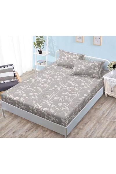 OEM Ελαστικό Κάλυμμα Στρώματος με 2 Μαξιλαροθήκες, 3 Τεμάχια, Σατέν Βαμβακερό...