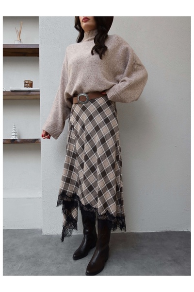 ESRAHELVACI Plaid Lace Skirt