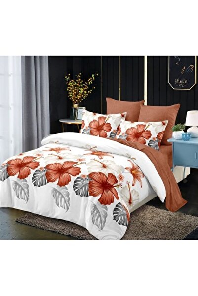 OEM Set lenjerie de pat dublu, cu imprimeu floral multicolor, 6 piese, 180x20...