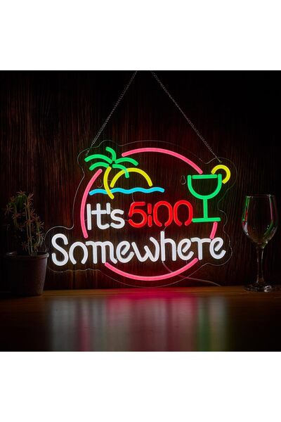 Slasa It’s 5 O’Clock Somewhere LED Neon Sign 33x43 cm Bar Decor