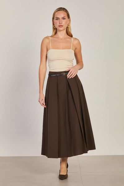 BARRELS AND OIL Women's Belted Long Skirt - Brown