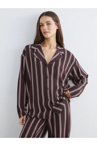 LC Waikiki LCW DREAM Gömlek Yaka Çizgili Kadın Pijama Takımı