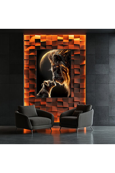 Aslan temalı modern dekoratif kanvas tablo