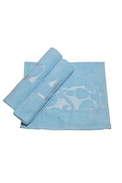 OEM Set prosoape de mână, bumbac, model floral 3D, 420g/m², albastru cer, 30x...