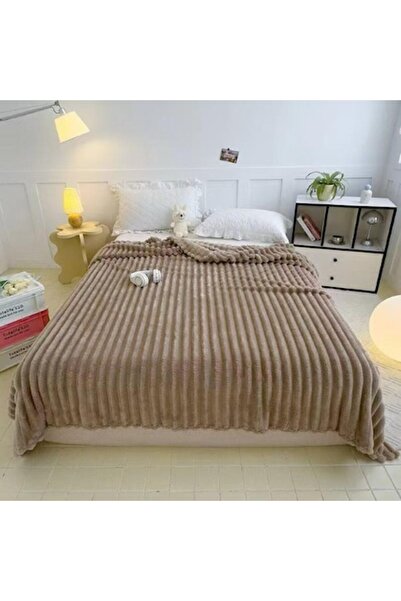 OEM Cocolino Blanket, Embossed Model Stripes, Uni, 200x230cm, Coffee with Milk