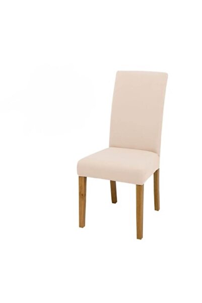 JOJO HOME Set de 6 huse de scaun, Jojo Home, Uni, catifea elastică, alb crem