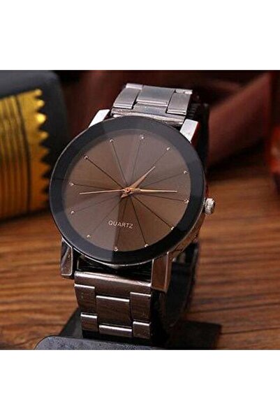 QUARTZ Men's watch, silver color, black frame