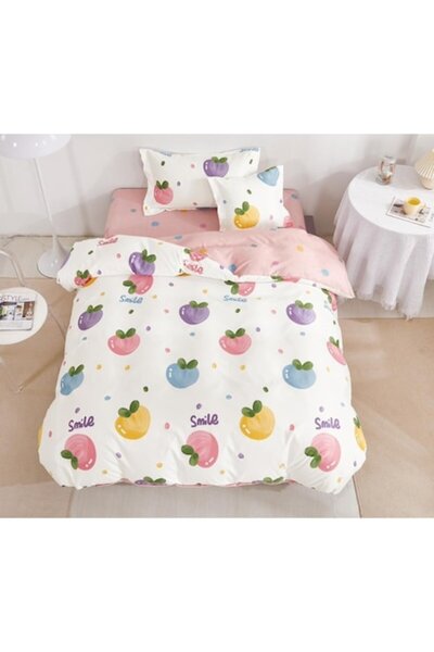 OEM Reversible Bed Linen, Elastic Sheet, Flannel, 1 Person, 4 Pieces, 140x200...