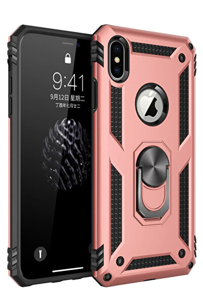 BSN STİL غطاء سيليكون من BSNSHOP لهاتف XS Max مع حلقة سيدات - وردي 1058986