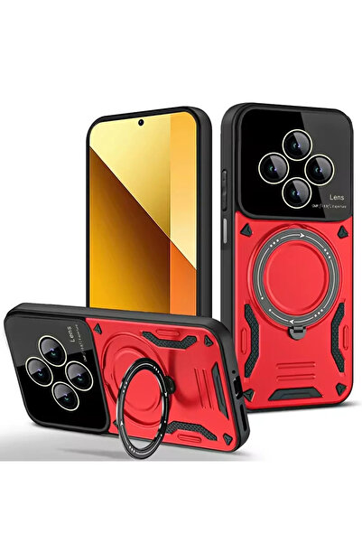 BSN STİL غطاء حماية للكاميرا من BSNSHOP لهاتف شاومي ريدمي 14C مع حامل - أحمر ...