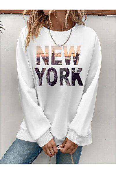 Deocept Women's Printed Crew Neck Comfortable Fit Women's Sweatshirt