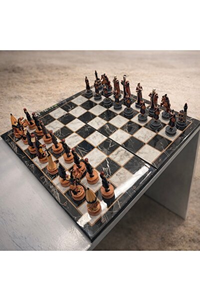 Elen OSMANLI - MEMLÜK SAVAŞI TEMALI DEKORATİF FİGÜRANLI SATRANÇ TAKIMI