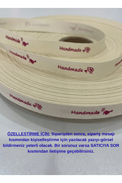 Pamuklu KİŞİSELLEŞTİRİLEBİLEN 2,5 cm en ve 10 mt (200 ETİKET +-) uzunluk Etiketler ve Şeritler,