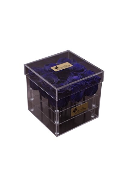 OEM Blue Preserved Roses in Acrylic Box