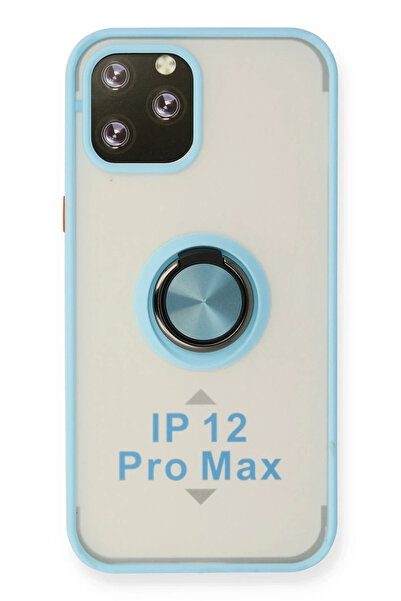 BSN STİL غطاء سيليكون من BSNSHOP لهاتف 12 برو ماكس مع حلقة مونتريال - أزرق ثل...