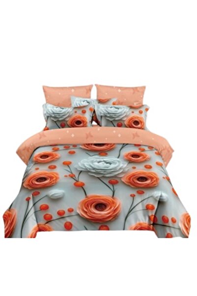 OEM Bed Linen, Elastic Sheet, Flannel, 2 Persons, 4 Pieces, 5D Poppy Print, 1...