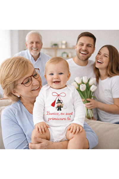 OEM Baby bodysuit Martisor Grandma I am your spring, long sleeve, gift for gr...