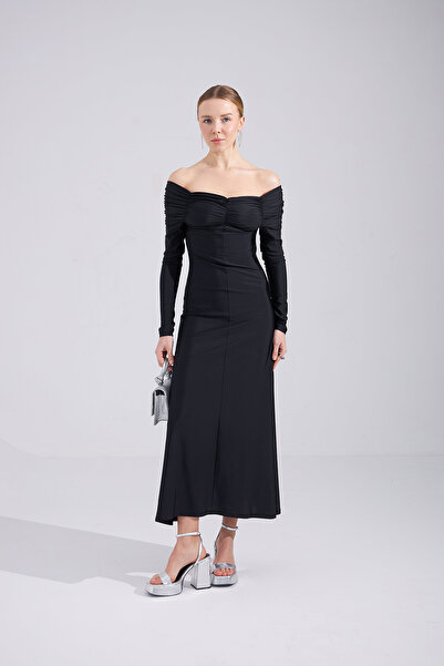 Mozto Valerie Siyah Maxi Elbise