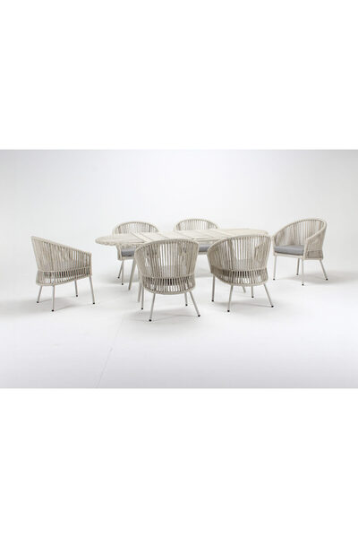 Luce Garden Mango Bahçe Masa Takımı 220 x 110 cm Masa + 8 Tekli Sandalye