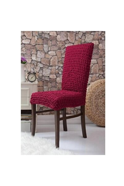 OEM Set of 6 Chair Covers, Polyester with Lycra, Solid, Bordeaux