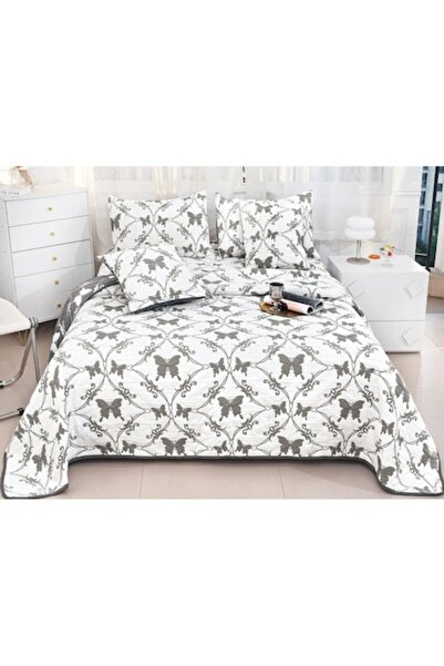 OEM Cuvertură de pat, bumbac și in, imprimeu cu fluturi, 5 piese, 2 persoane,...