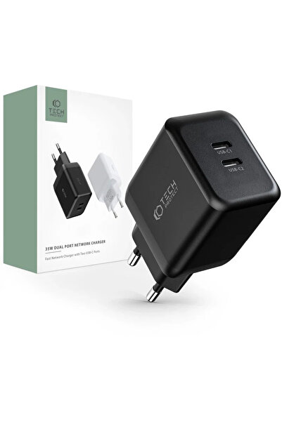 Tech-Protect Încărcător C35W-2, 2x USB-C PD 35W - negru