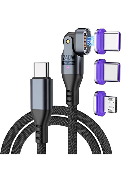 The Bros كابل شحن مغناطيسي بقدرة 240 واط، كابل بيانات مغناطيسي USB-C إلى USB-...