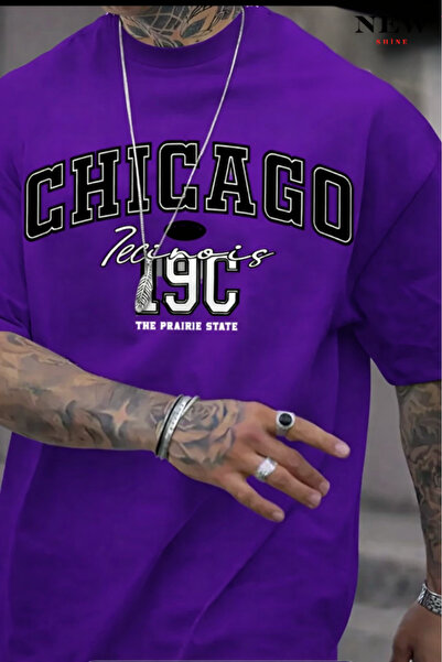 New Shine تي شيرت مطبوع عليه شيكاغو للجنسين
