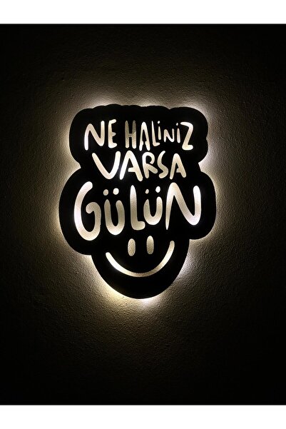 sem concept AA Pilli Ledli Ne Haliniz Varsa Gülün Dekoratif Duvar Yazısı, Ahş...