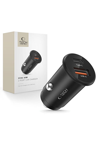 Tech-Protect 5906302361038 CC02 USB-A + USB-C PD QC3.0 35W Negru