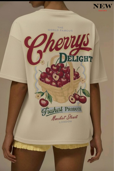 New Shine تي شيرت مطبوع عليه شيري للجنسين