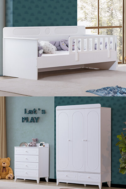 Setay Royale Çocuk Odası Takımı, Flora Karyola, 3 Kapaklı Dolap, Şifonyer