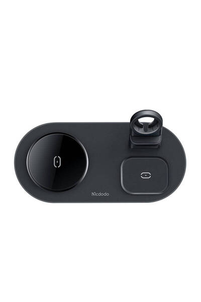 Mcdodo 3-in-1 Wireless Charger Station, 15W Fast Charge, USB-C, Black