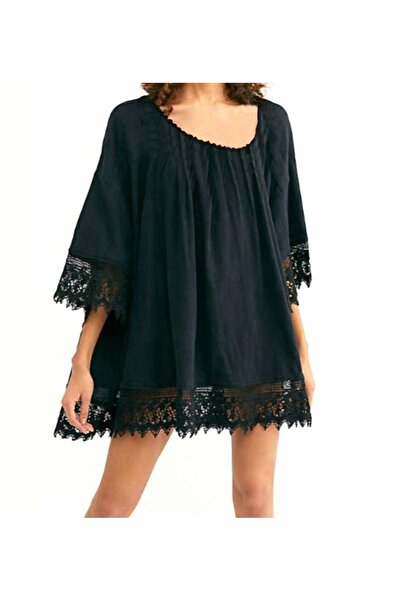 Avex Tunic, airy, light and delicate beach dress, Black color, Universal size