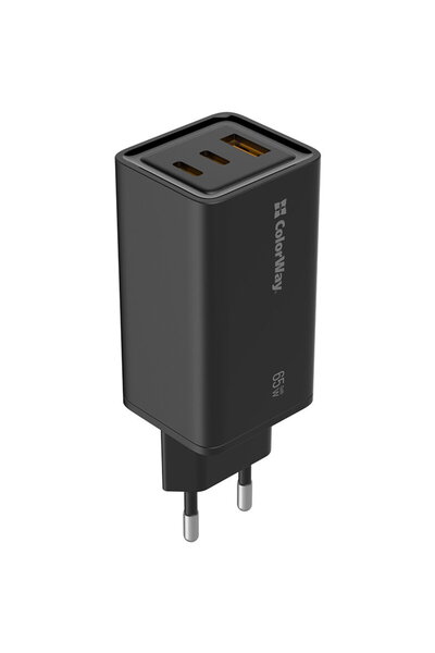 ColorWay USB-A + USB-C GaN CW-CHS039PD-BK 65W Negru