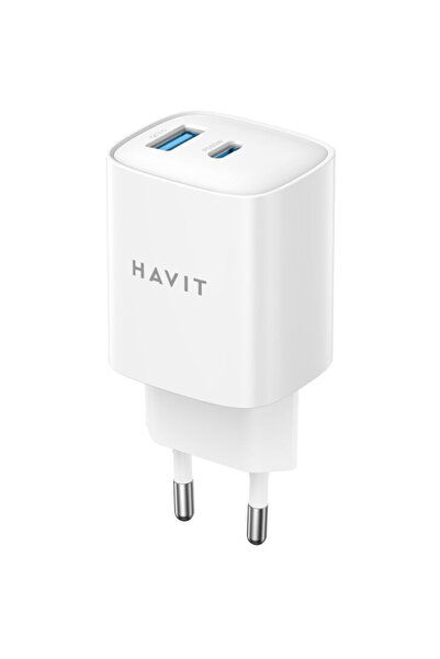Havit 6950676206340 UC30 EU 1x USB-A + 1x USB-C 33W Alb